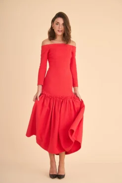 Coosy Vestidos midi*VESTIDO AFRICA ROJO