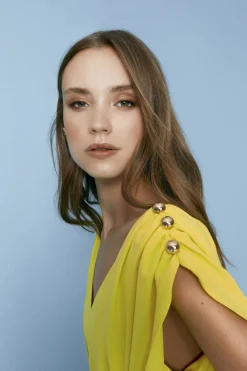 Coosy Vestidos midi*VESTIDO COSMINAAMARILLO