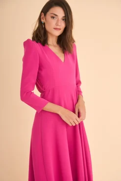 Coosy MARIA BARAZA X COOSY|Vestidos midi*VESTIDO FIORE MB FUCSIA