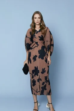 Coosy Vestidos midi*VESTIDO LEOMARRON