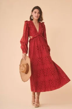 Coosy Vestidos midi*VESTIDO LUCILAROJO
