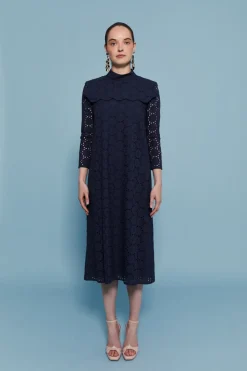 Coosy Vestidos midi*VESTIDO TROQUELMARINO